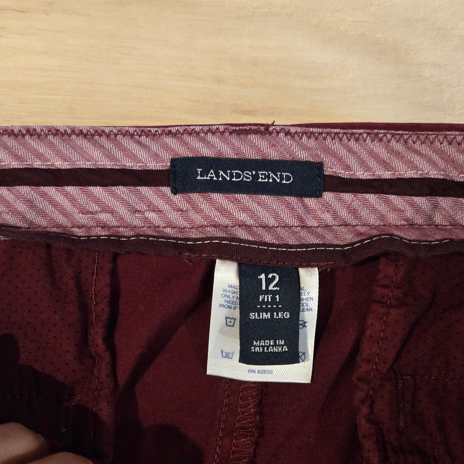 Lands' End 98% Cotton Pants Sz 12 Fit 1 Slim Leg Cranberry — image 3 of 8